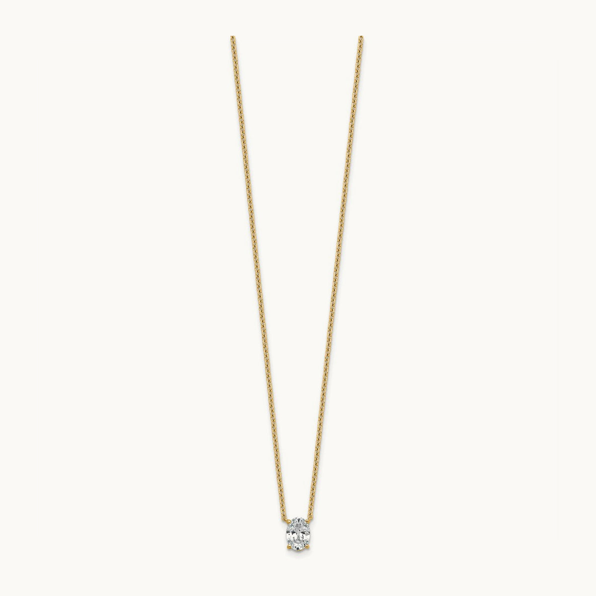 Oval Pendant Necklace, 0.25-4.00 ct tw Lab-Grown Diamond — 3/4 ct, VS (Best), 14K Yellow Gold