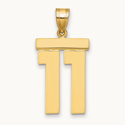 Large Polished Number 11 Charm, 14K