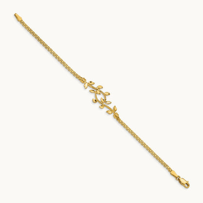Polished Leaf Bracelet, 14K