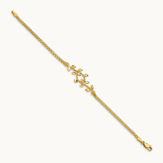 Polished Leaf Bracelet, 14K