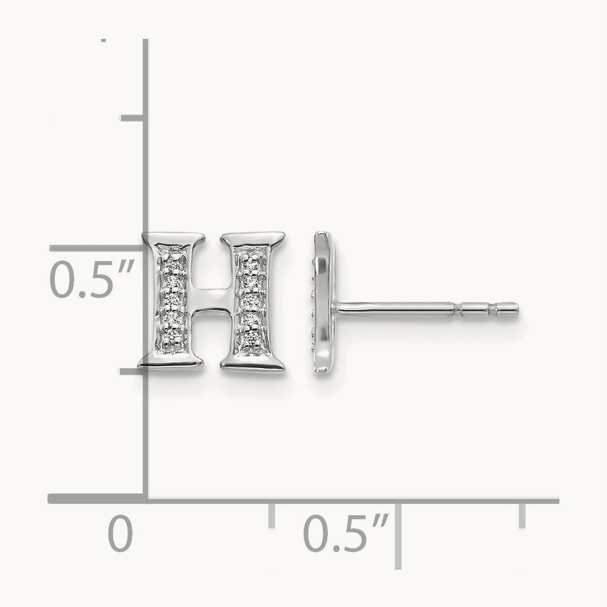 Diamond Earrings — 14K White Gold, 8mm, H