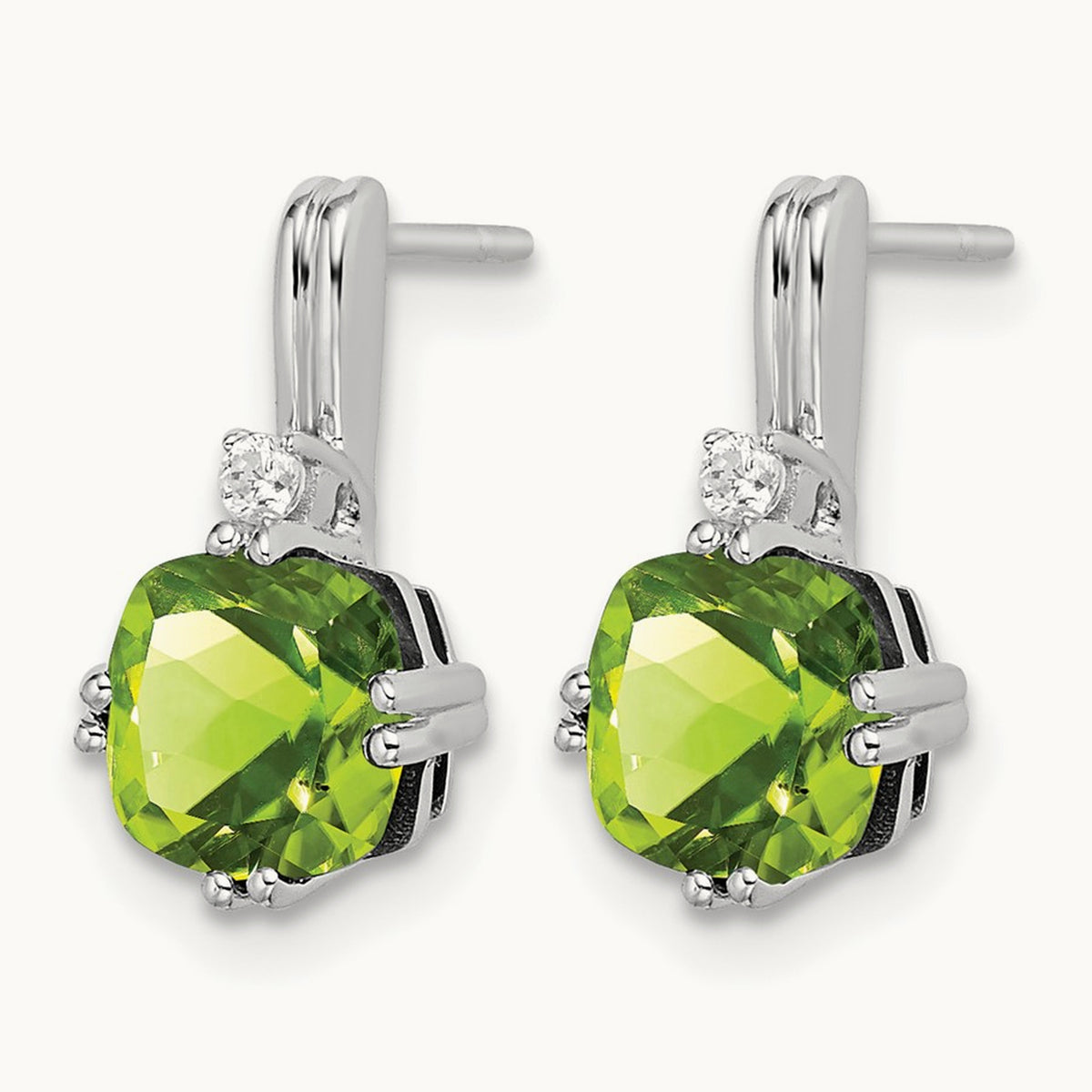 Cushion Peridot and Diamond Earrings — photo set