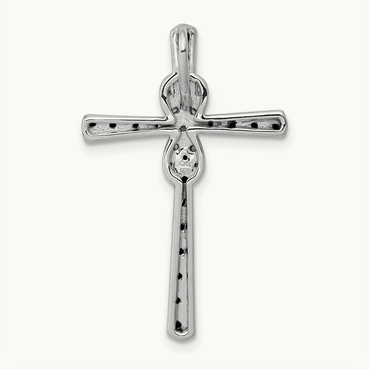 Black and White Diamond Infinity Cross Chain Slide, 14K White Gold