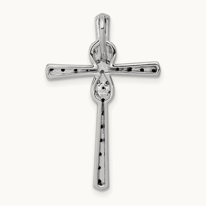 Black and White Diamond Infinity Cross Chain Slide, 14K White Gold