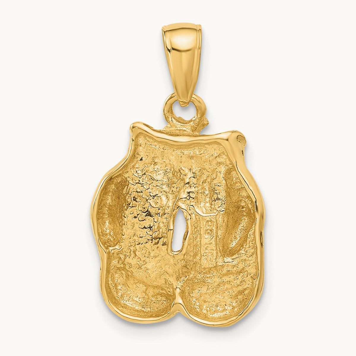 Solid Polished Open-Backed Boxing Gloves Pendant — 29mm