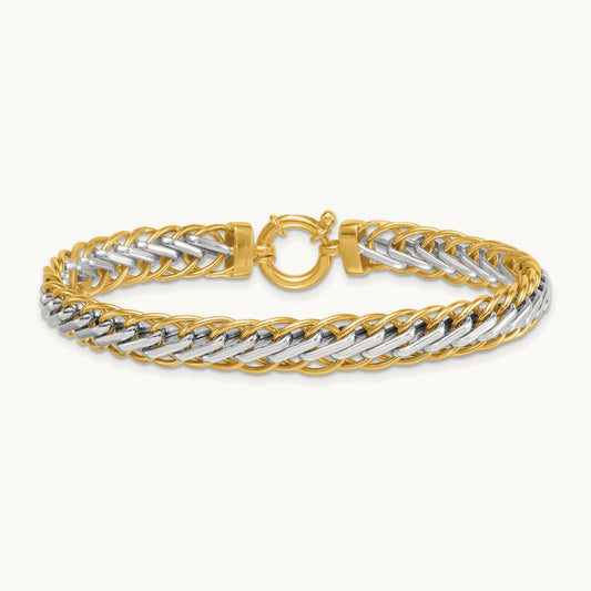 Polished Fancy Link Bracelet, 14K Two-tone