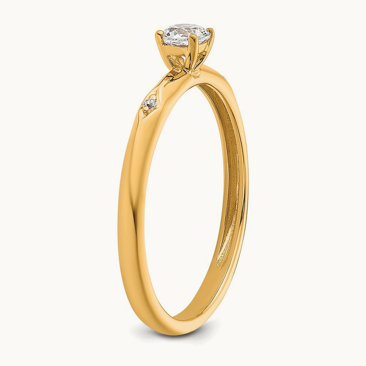 Polished Complete Diamond Promise Ring — 14K Yellow Gold