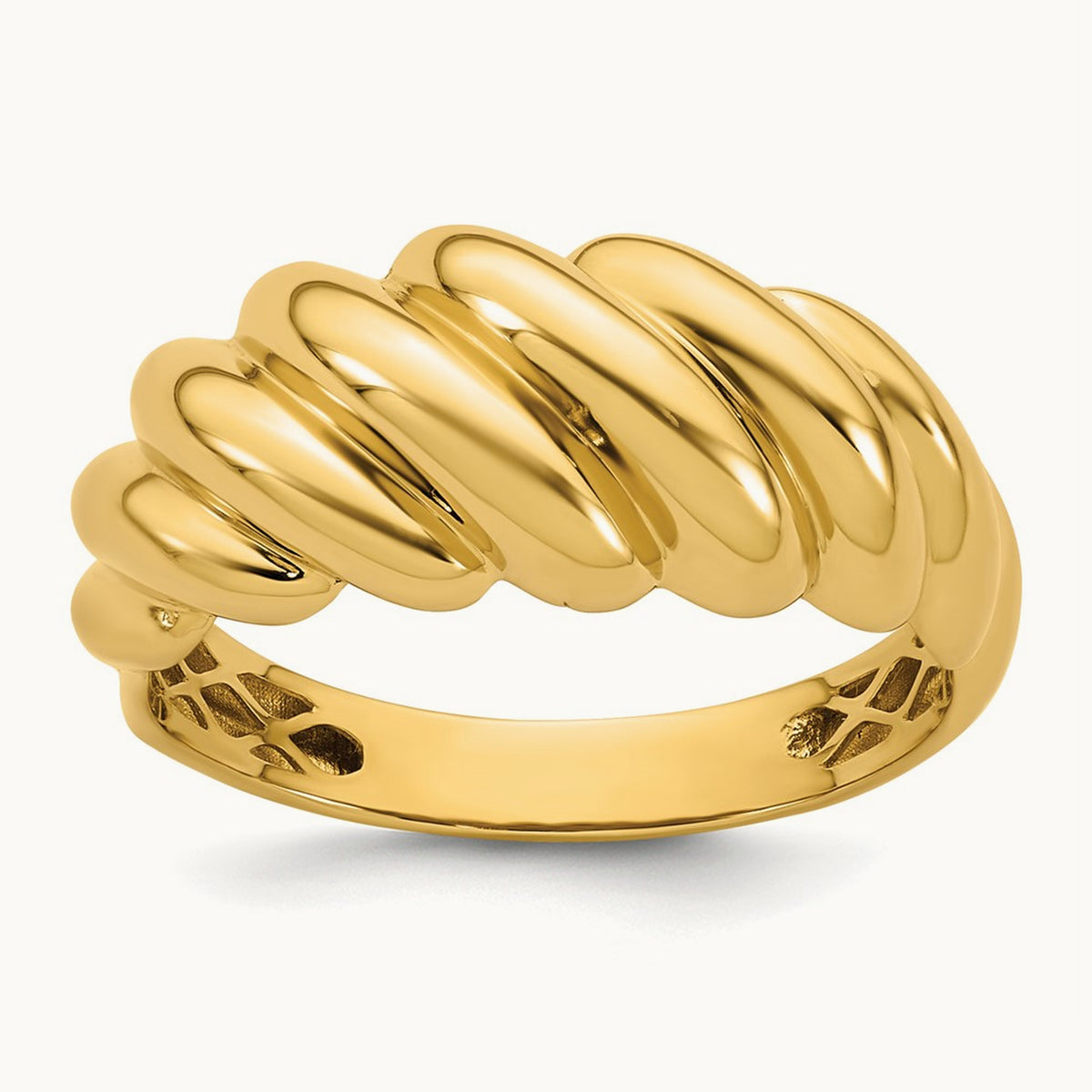 Polished Twisted Domed Ring, 14K