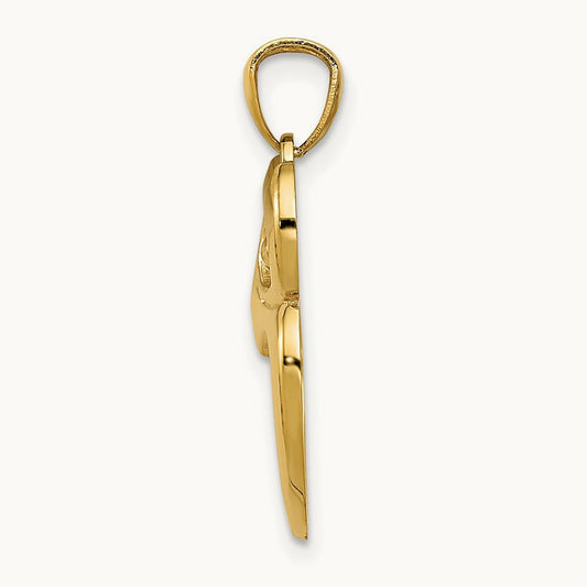 Polished Cut-out Owl Pendant, 14K Gold