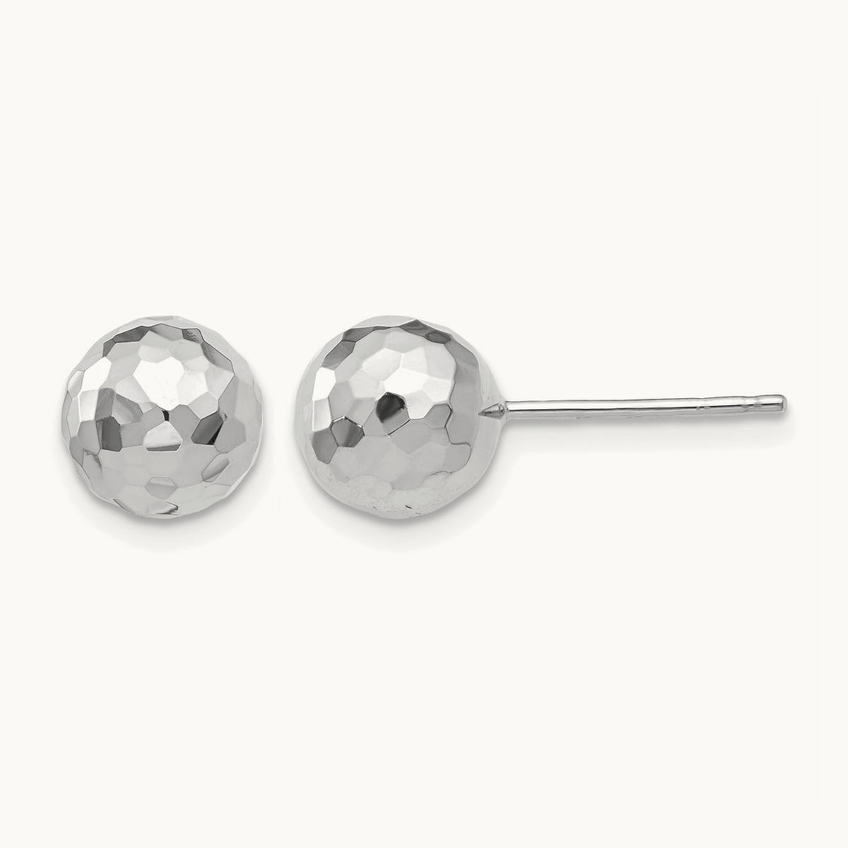 Polished Diamond Cut Ball Post Earrings — 8mm