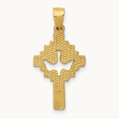 Dove Cross Charm, 14K