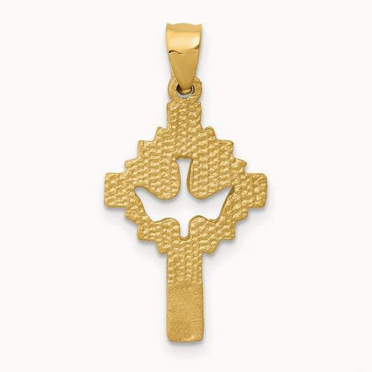Dove Cross Charm, 14K