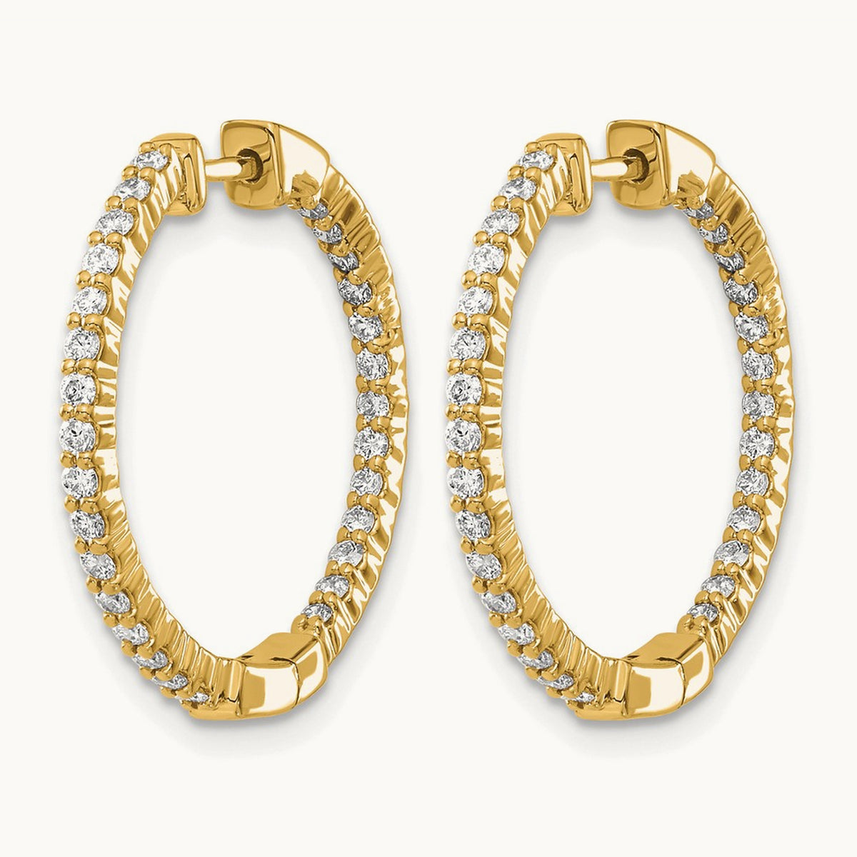 In/Out Hoop Earrings, 0.50 ct tw Lab-Grown Diamond — 14K Yellow Gold