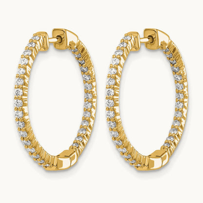 In/Out Hoop Earrings, 0.50 ct tw Lab-Grown Diamond — 14K Yellow Gold