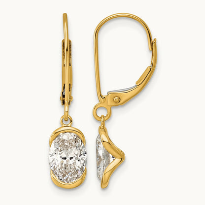 Oval Leverback Earrings, 2.00 ct tw Lab-Grown Diamond