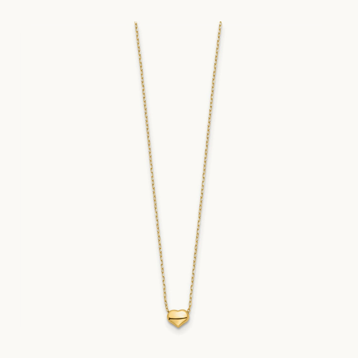 Polished Heart 16.5in Necklace — 14K Yellow Gold