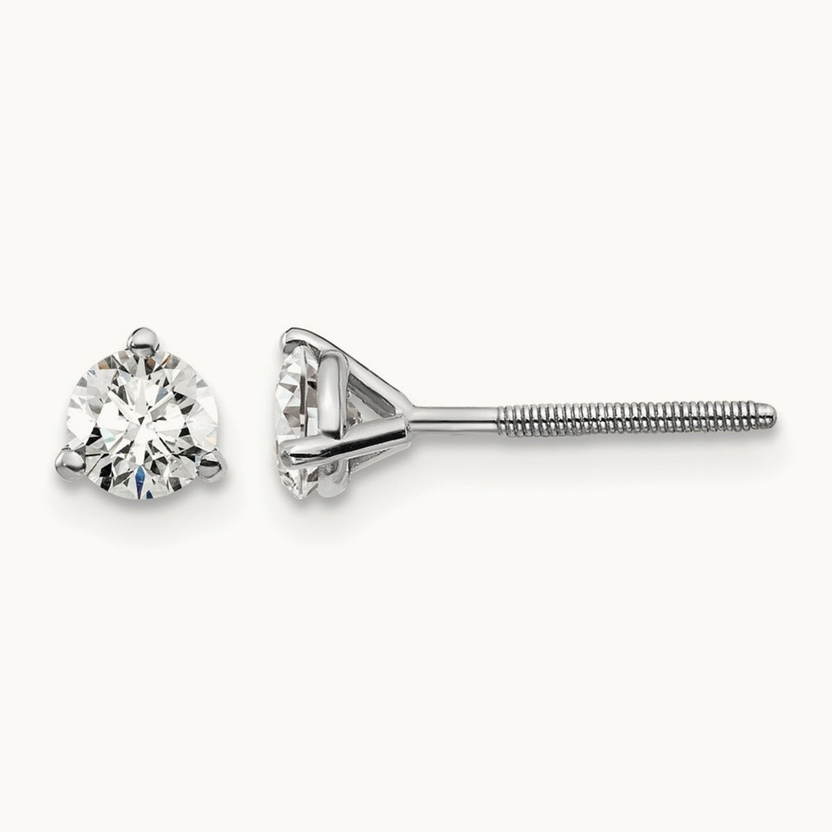 Round Stud Earrings, 0.10-6.00 ct tw Lab-Grown Diamond — 1/2 ct, Platinum