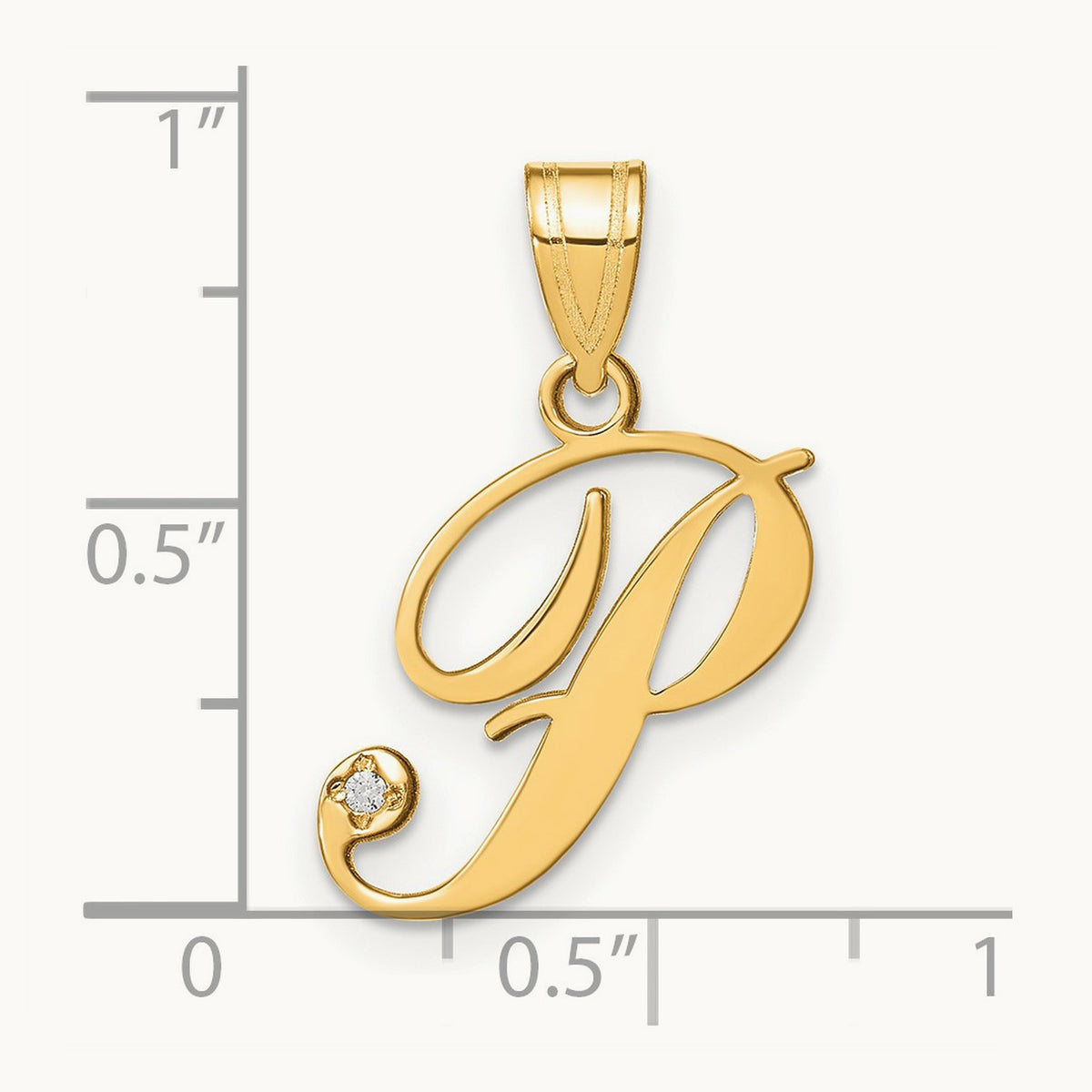 Script Initial Pendant with Diamond — P
