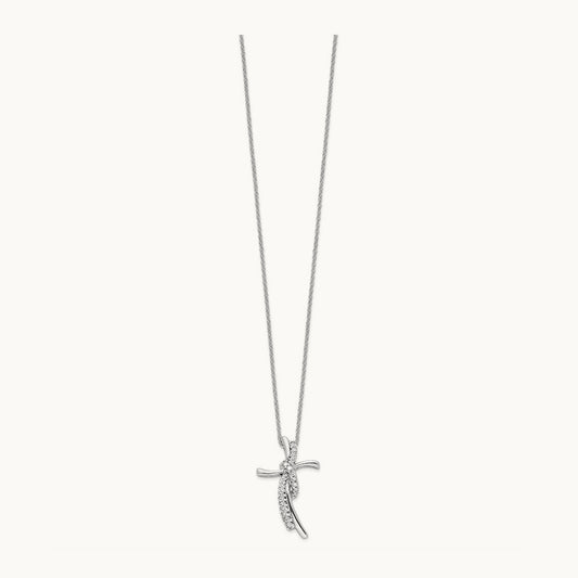 Cross Pendant Necklace, 0.10 ct tw Lab-Grown Diamond