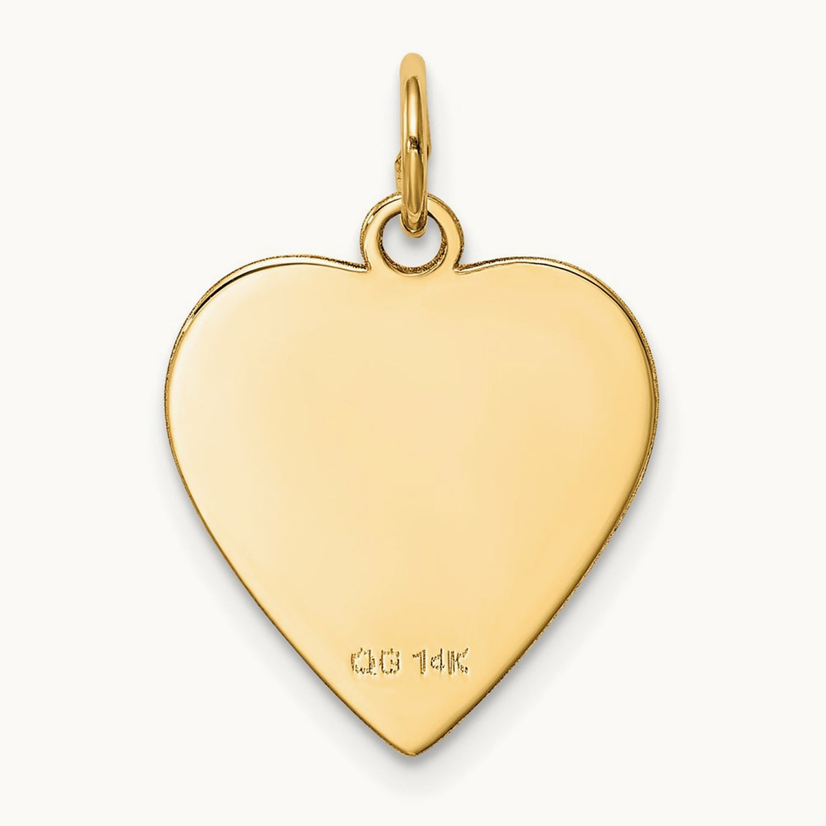 Plain .011 Gauge Heart Engravable Disc Charm — 14K Yellow Gold