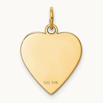 Plain .011 Gauge Heart Engravable Disc Charm — 14K Yellow Gold