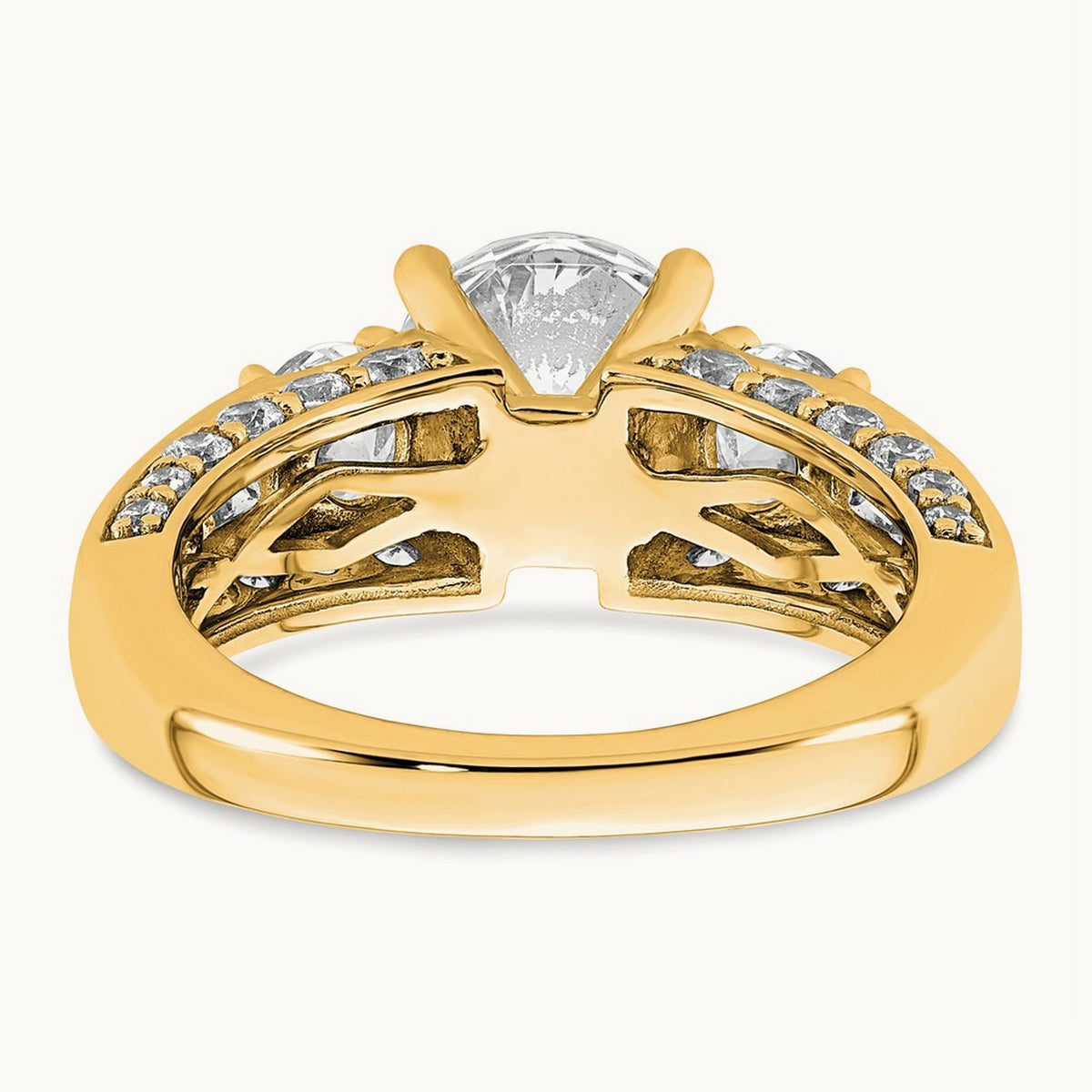 Round 3 Stone Engagement Ring, 3.75 ct tw Lab-Grown Diamond — 14K Yellow Gold