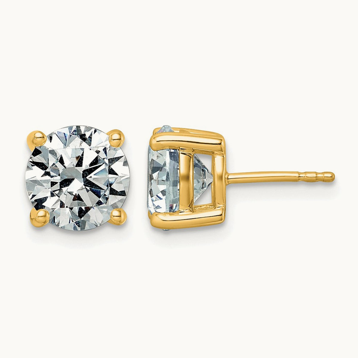 Round Lightweight Earrings, 0.25-6.00 ct tw Lab-Grown Diamond — 5 ct, 10K Yellow Gold