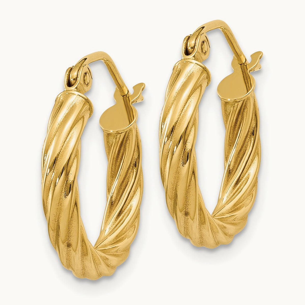 Rope Twist Hoop Earrings — 14K Yellow Gold, 10mm, 2.75mm