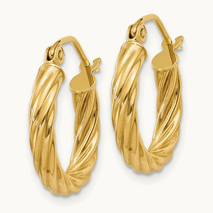 Rope Twist Hoop Earrings — 14K Yellow Gold, 10mm, 2.75mm