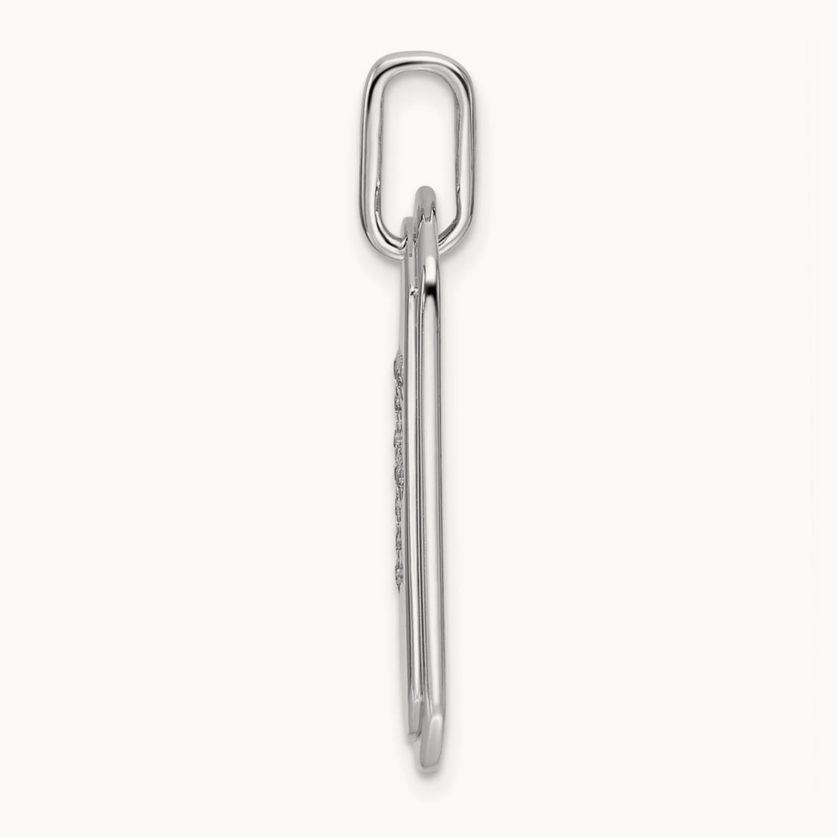 Diamond Dog Tag Charm — 14K White Gold, F