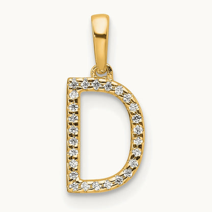 Diamond Letter D Initial Pendant, 14K