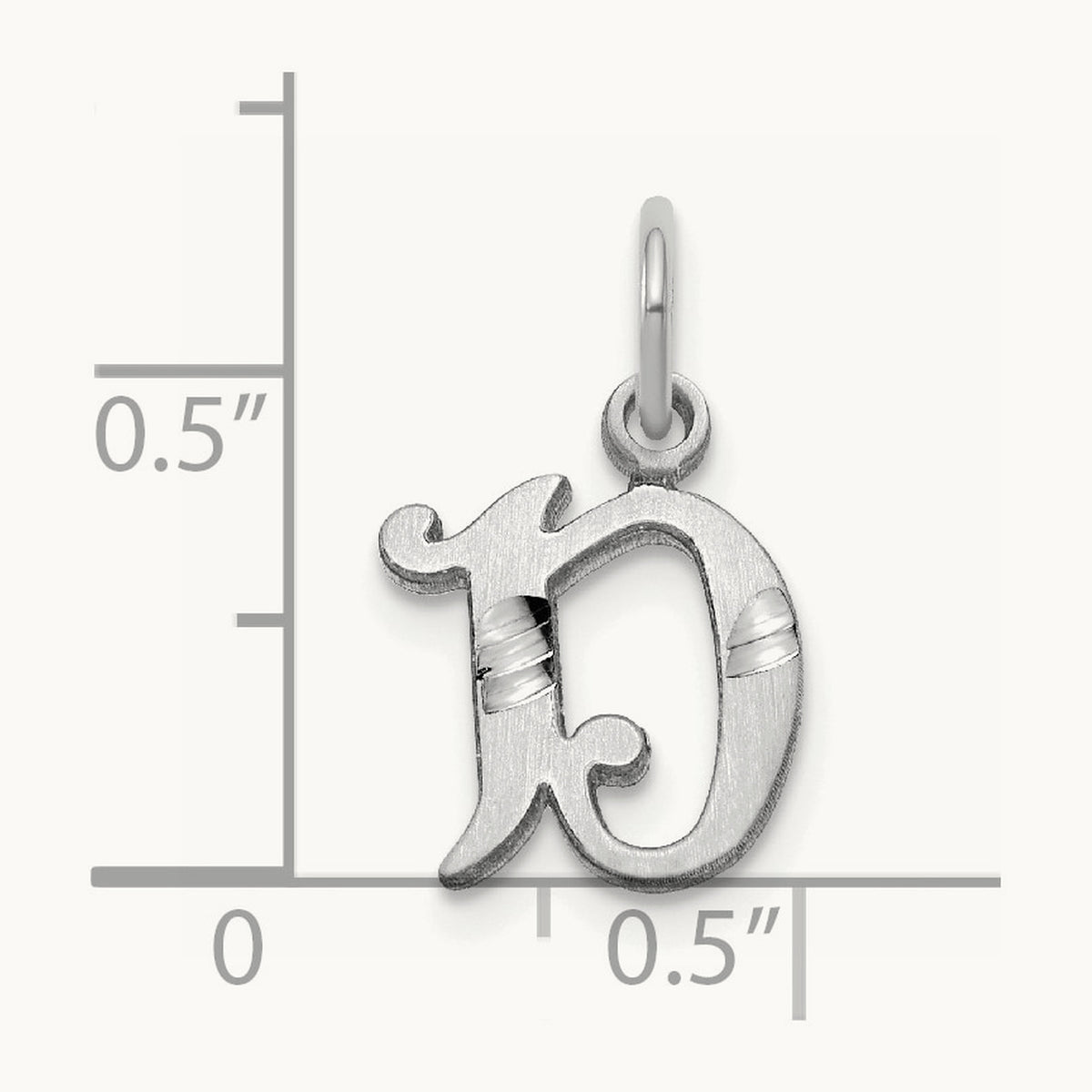 Diamond-cut Initial Charm — 14K White Gold, D