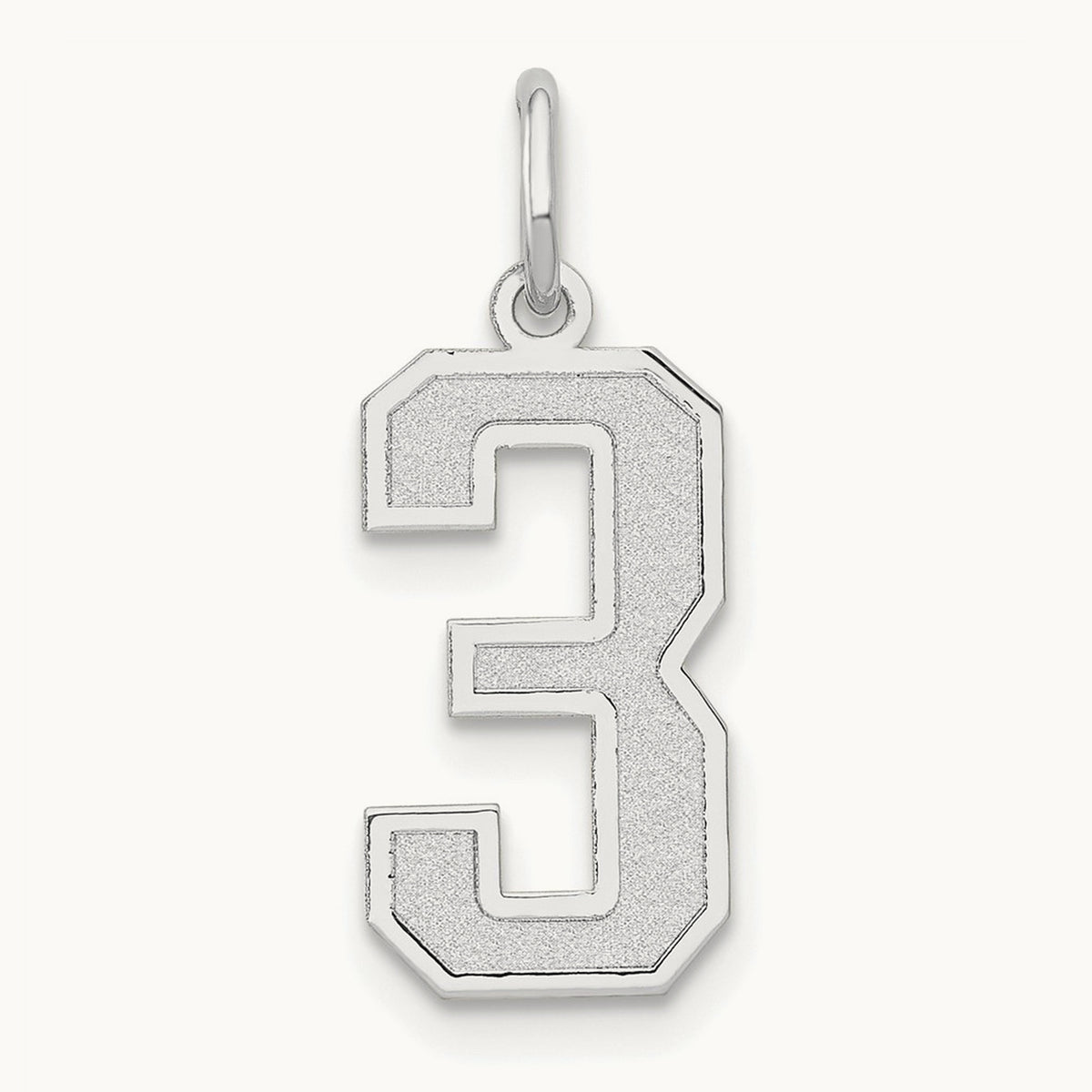 Medium Satin Number 3 Charm — 14K White Gold