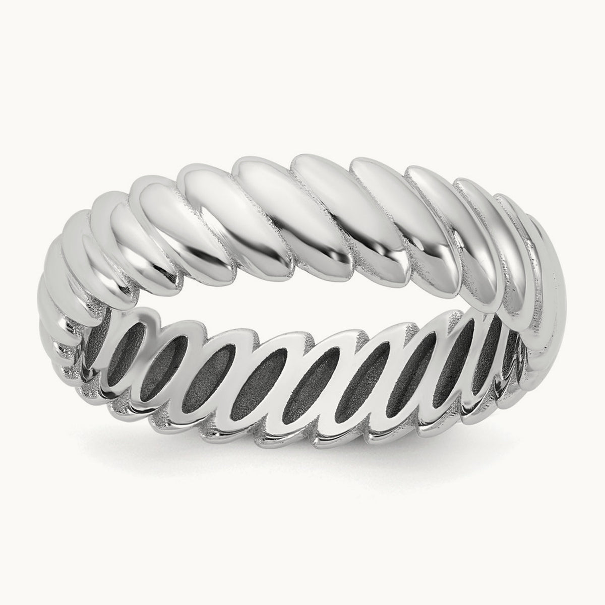 IB Goodman Men's Polished Twisted Ring, 6mm — 14K White Gold