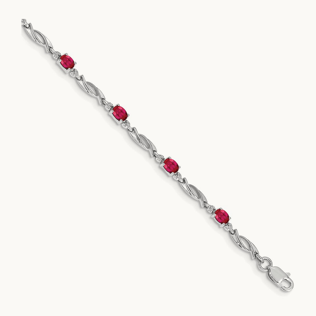 Diamond and Ruby Bracelet, 14K White Gold