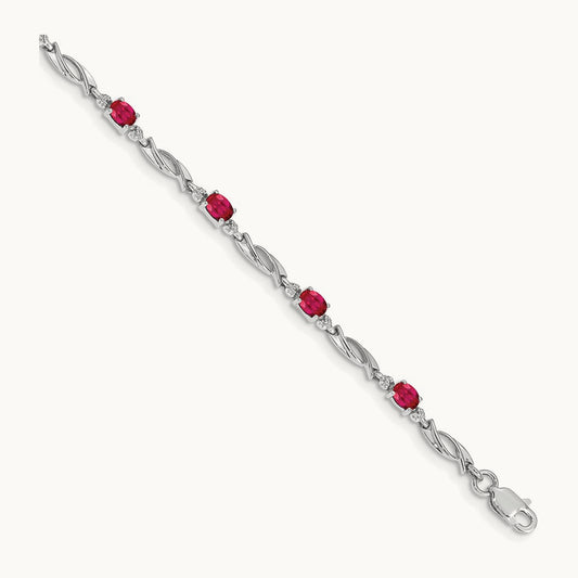 Diamond and Ruby Bracelet, 14K White Gold