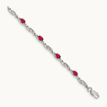 Diamond and Ruby Bracelet, 14K White Gold