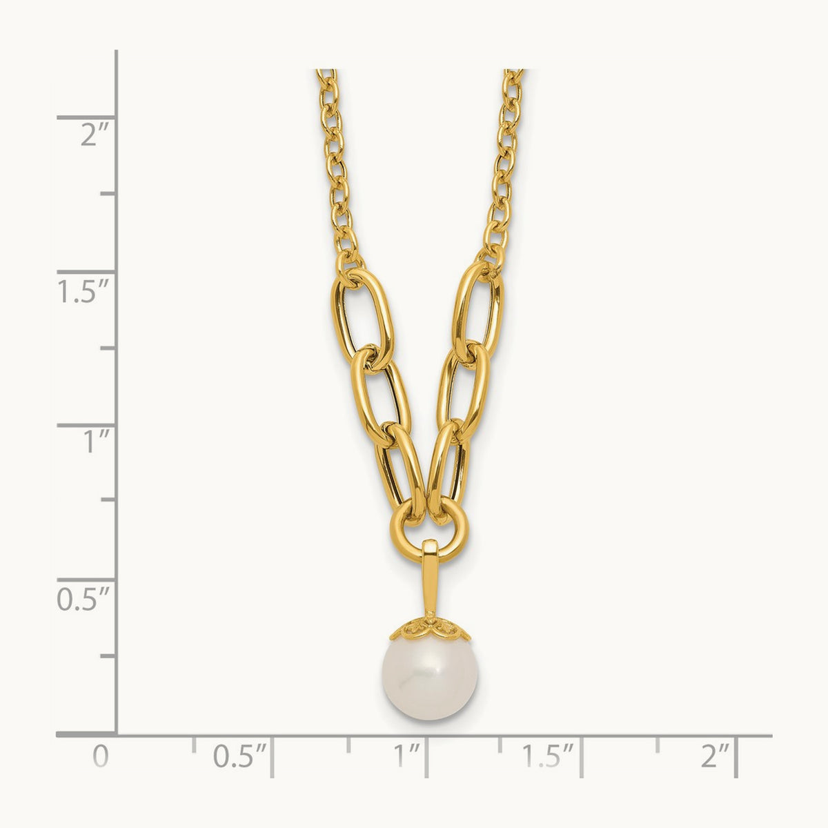 Polished Freshwater Cultured Pearl 16.75in Necklace, 14K