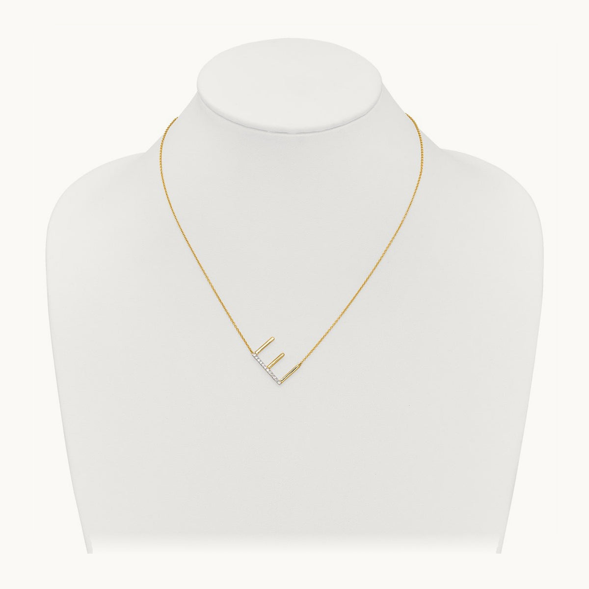Sideways Diamond Necklace — 14K Yellow Gold, E