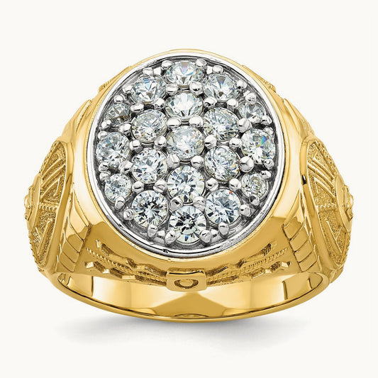 Oval Men's Cluster Ring, 1.50 ct tw Lab-Grown Diamond
