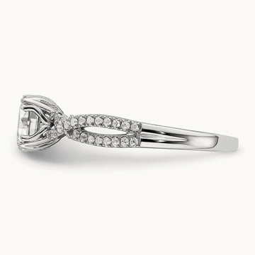 Criss-Cross 1ct Round Semi-Mount Eng Dia Ring, 14K White Gold