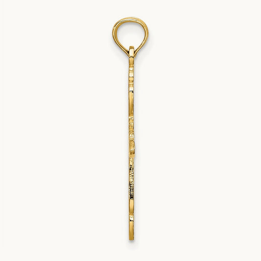 Polished and Cut-Out Cross Charm — 14K Yellow Gold