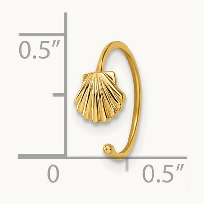 20 Gauge Scallop Shell Nose Ring / Ear Cuff, 14K