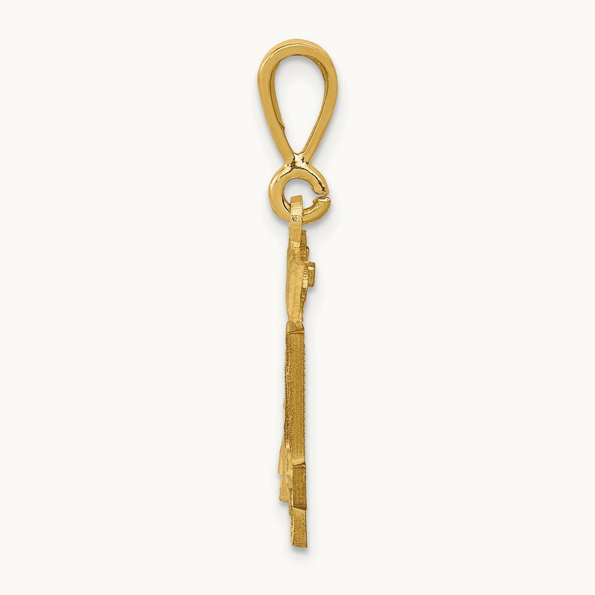 Small Brushed Diamond-cut Number 14 Charm — 14K Yellow Gold