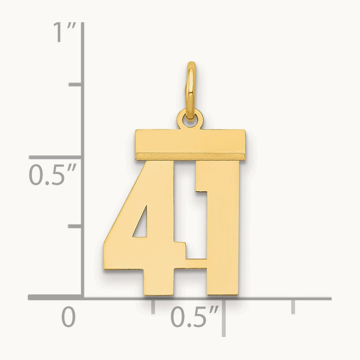 Small Polished Number 41 Charm, 14K