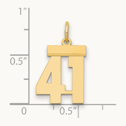 Small Polished Number 41 Charm, 14K