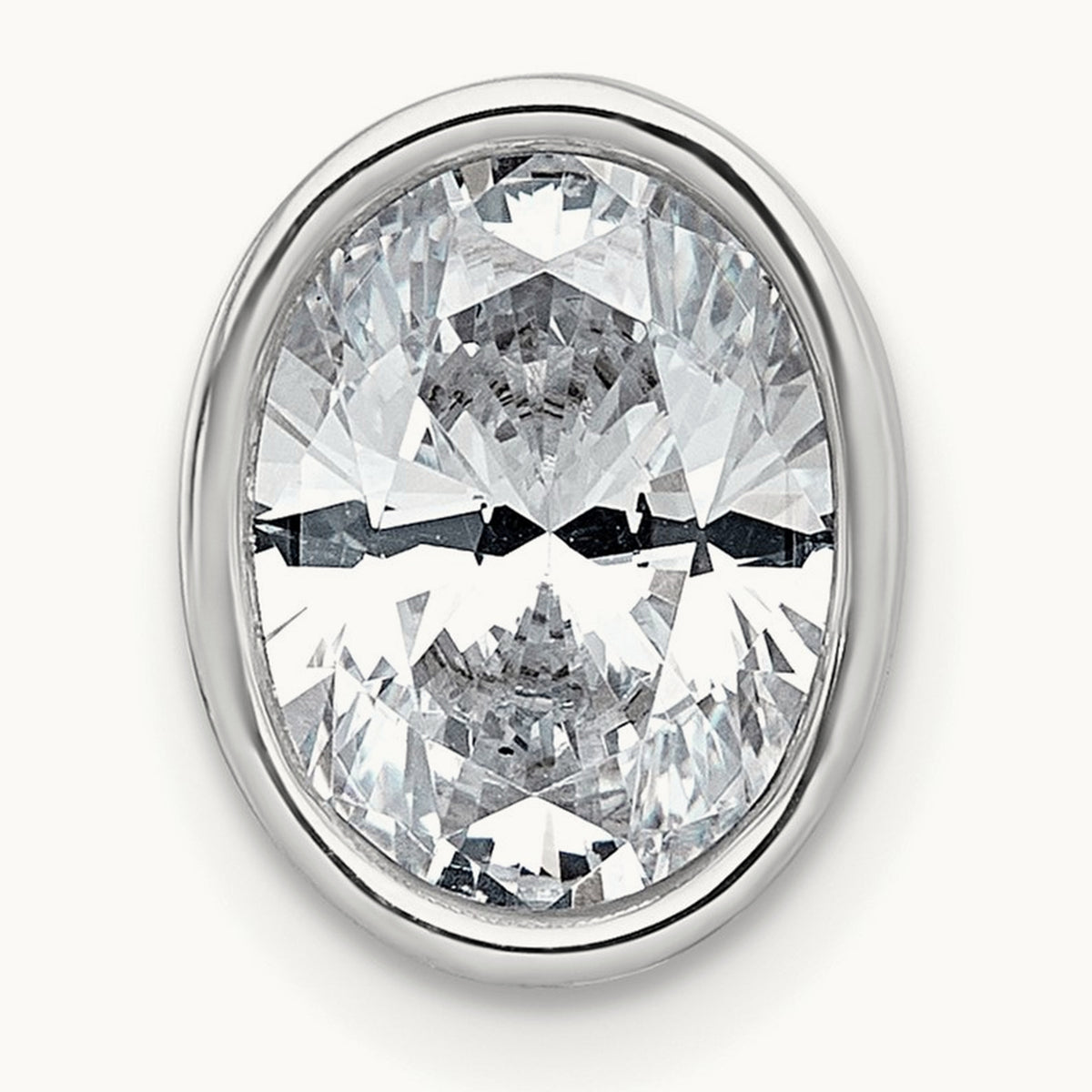 Oval Bezel Set Chain Slide Pendant, 0.25-3.00 ct tw Lab-Grown Diamond — 3 ct, 14K White Gold