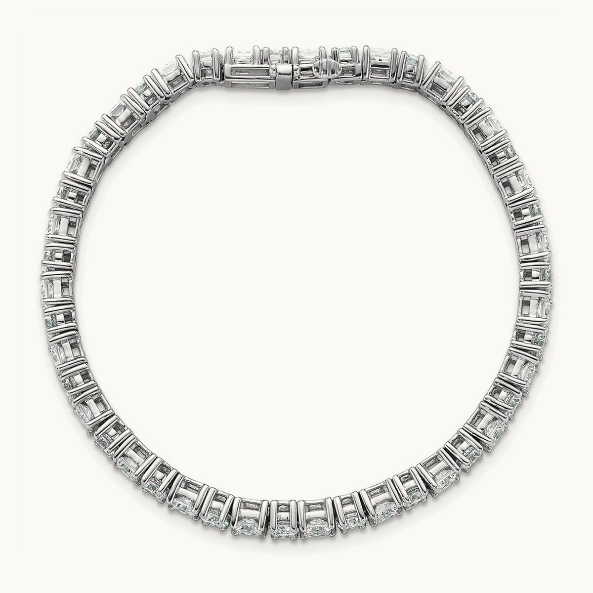Princess/Round Tennis Bracelet, 10.00 ct tw Lab-Grown Diamond — 14K White Gold