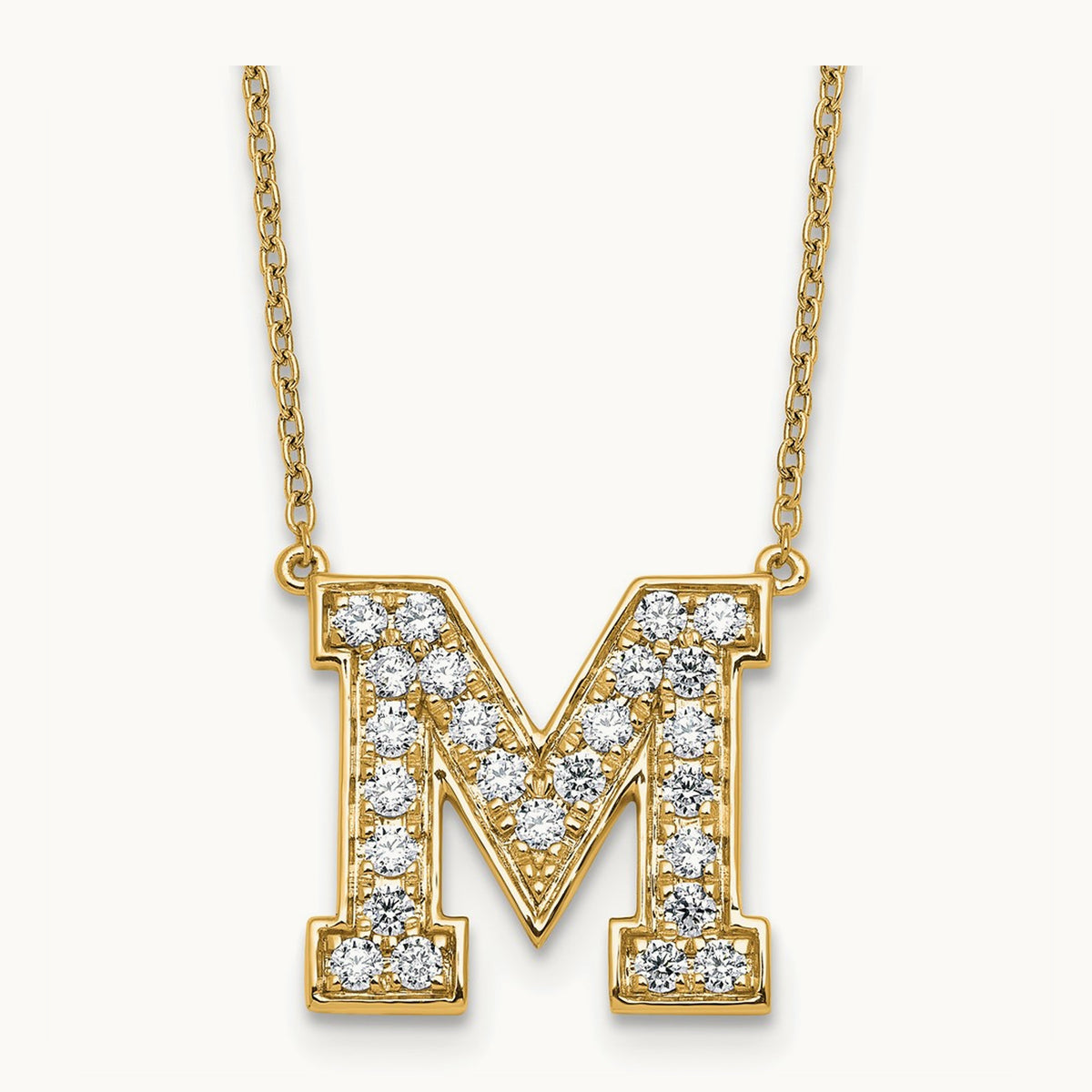 Initial Necklace — 14K Yellow Gold, M, 5/8 ct