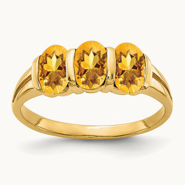 6x4mm Oval Citrine ring, 14K